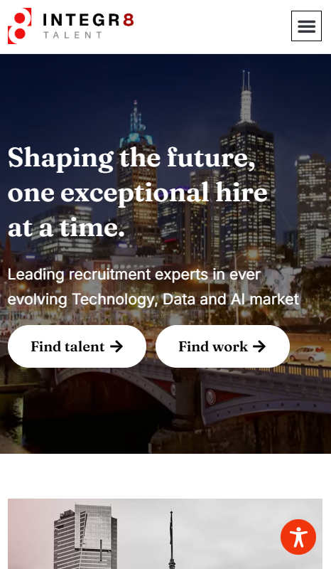 Integr8 Talent website screenshot